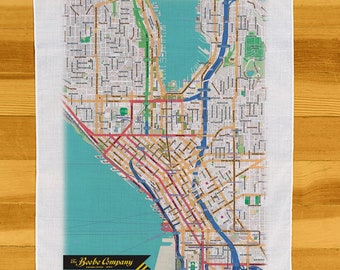 Seattle - Soft City Map Printed on Kerchief Handkerchief