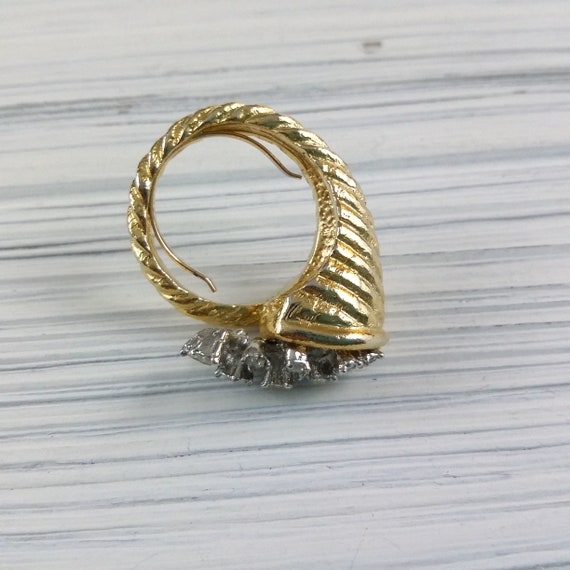 Vintage ring with crystals Ocean waves ring Gold … - image 3