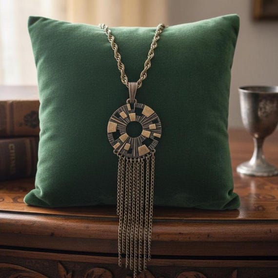 Sarah Coventry 70th Long Tassel necklace Spanish Moss collection