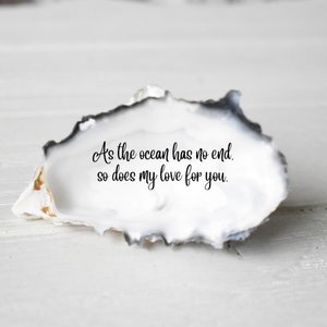 Custom text Ocean ring dish holder Personalized Oyster shell ring dish Proposal message gift