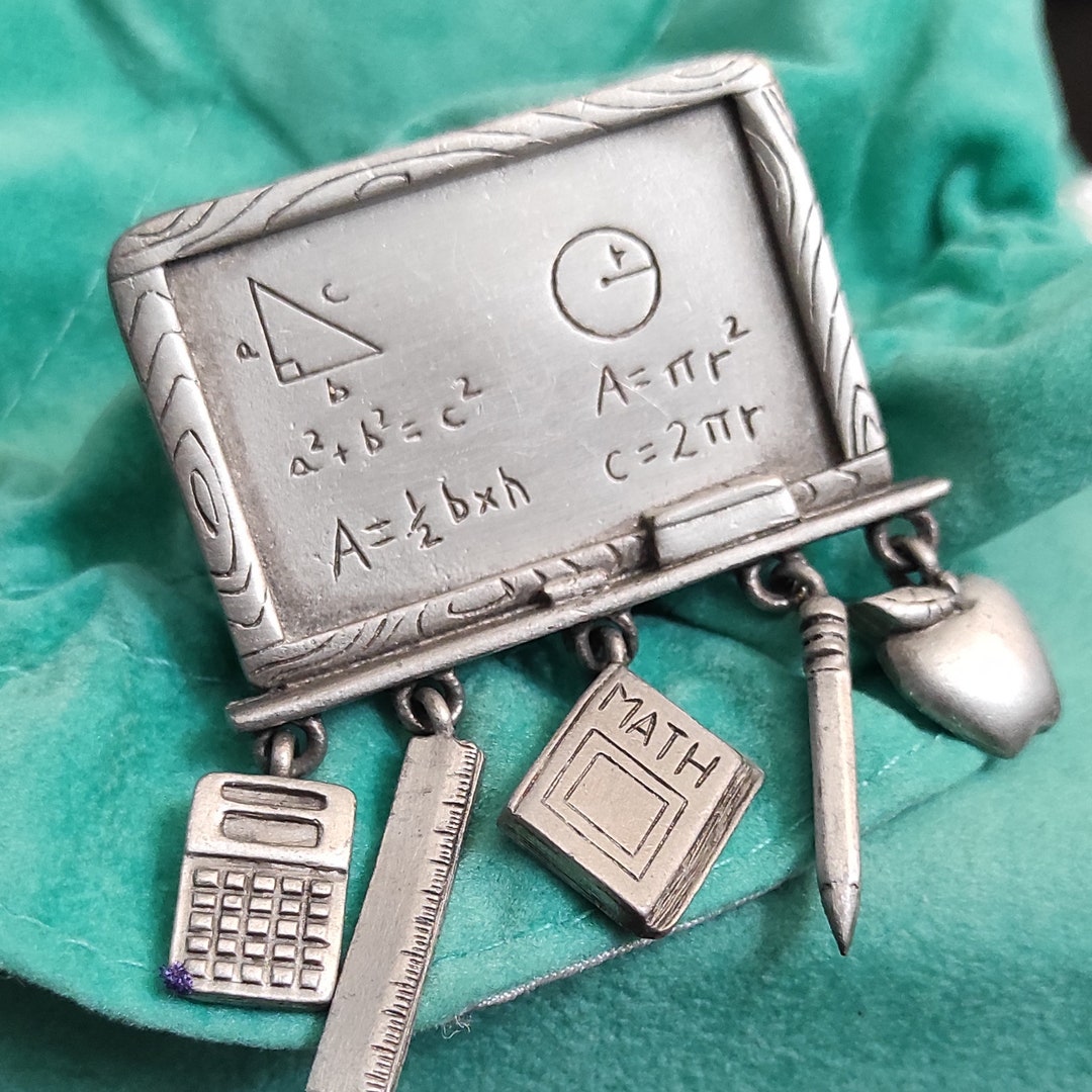 Math Teachers Brooch Class Board Pin With Charms Back to - Etsy