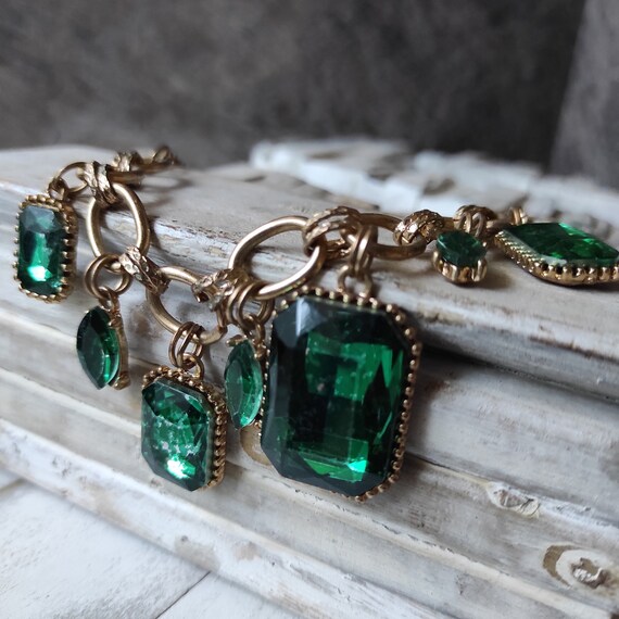 Emerald green jewel Dangle gems adjustable neckla… - image 4