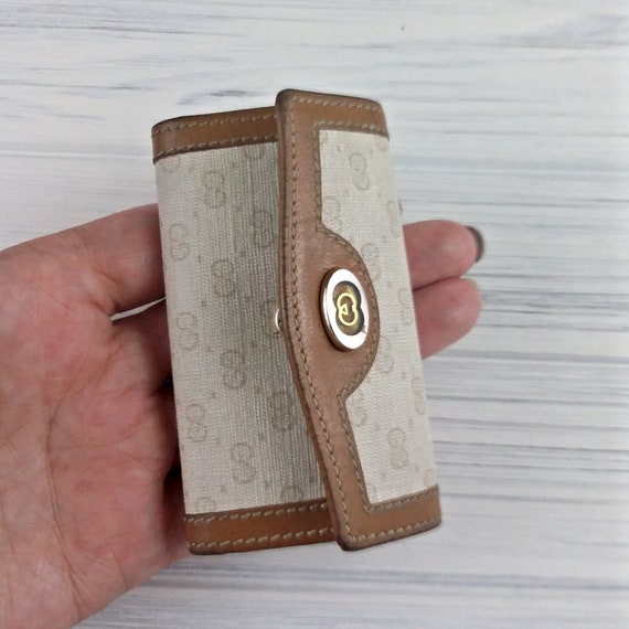 Vintage Gucci key holder Leather key pouch Gucci monogram women key wallet