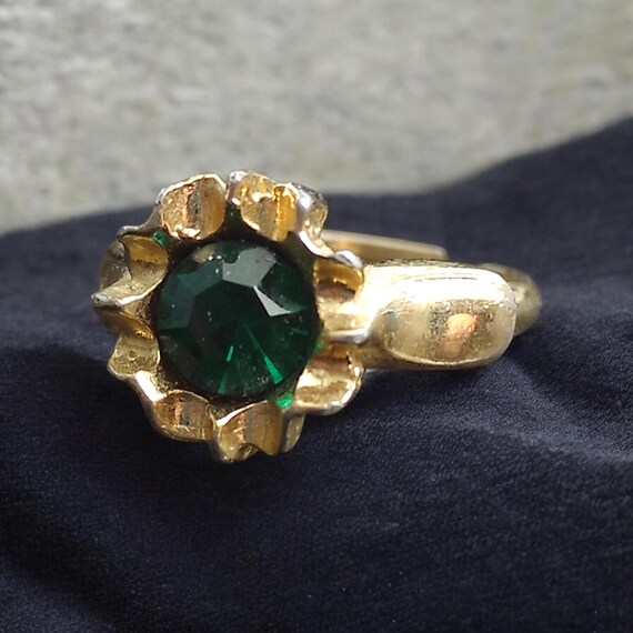 90s style ring Adjustable Rhinestone crystals fau… - image 6