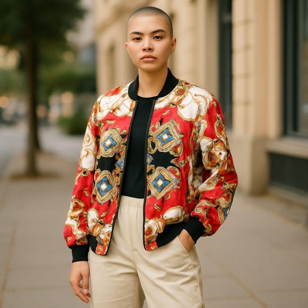 Vintage Picasso Print Jacket 1980s Abstract Bomber Retro