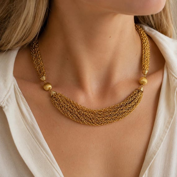24 inch multichain necklace Light weight Bright Gold View 3