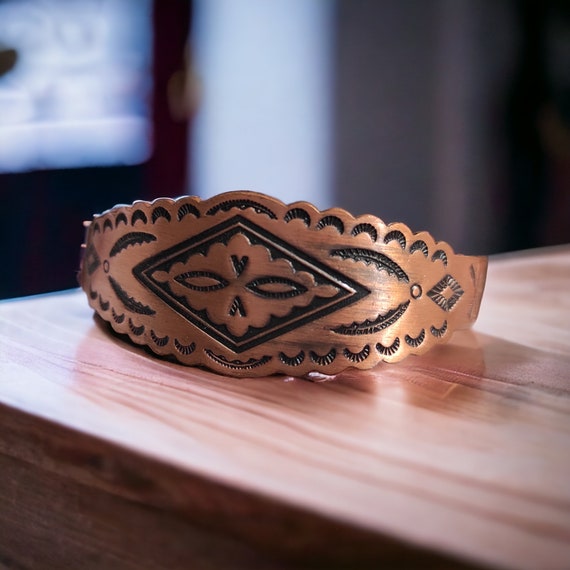 Copper Bracelet Set Vintage Thunderbird Story Telling Navajo