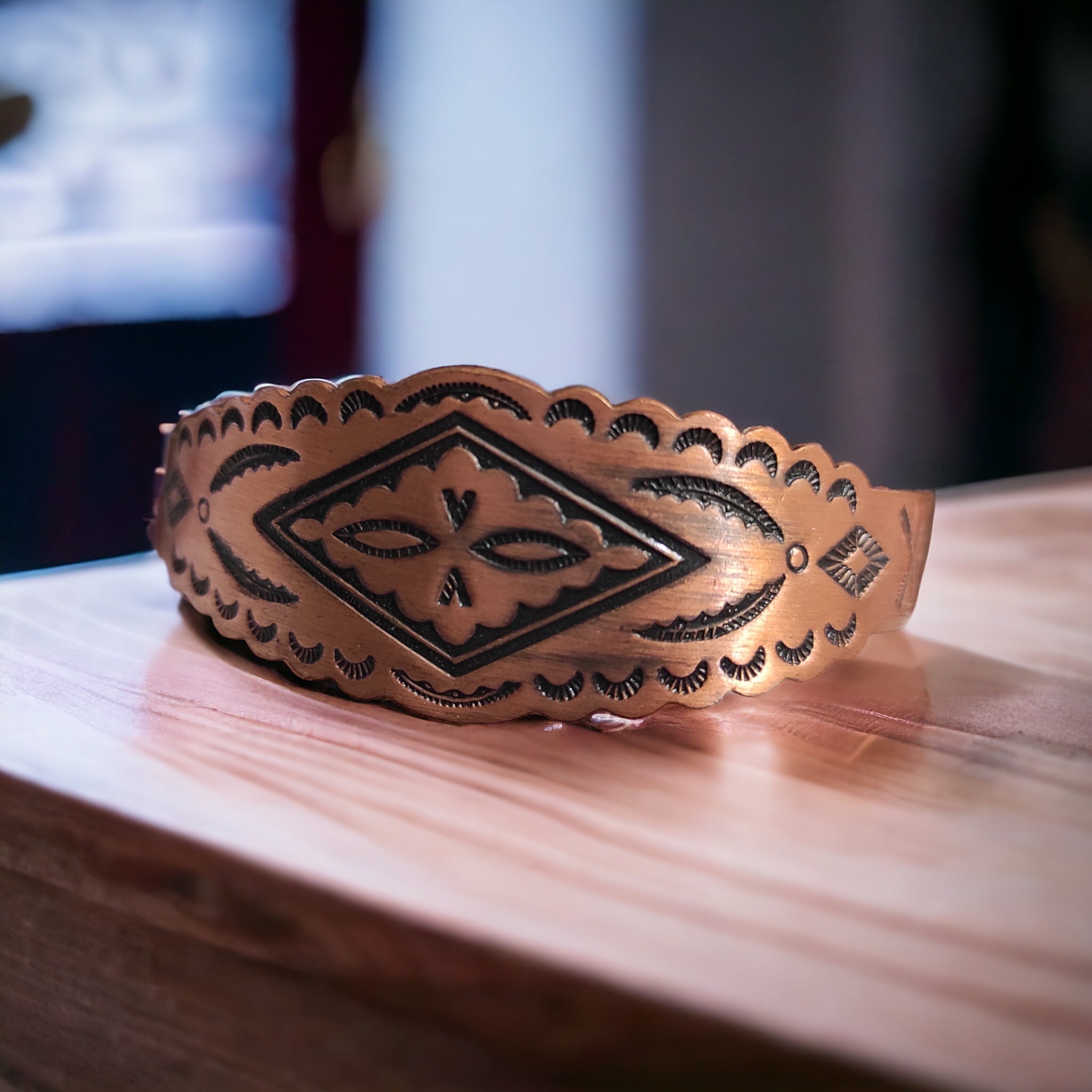 Copper Bracelet Set Vintage Thunderbird Story Telling Navajo