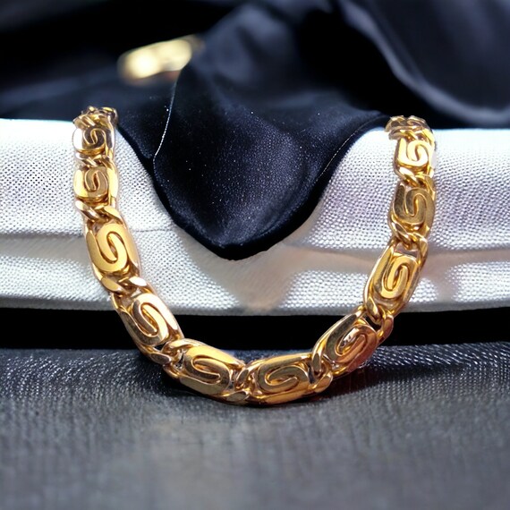 30 inches Snail link chain Gold chunky necklace 9… - image 1