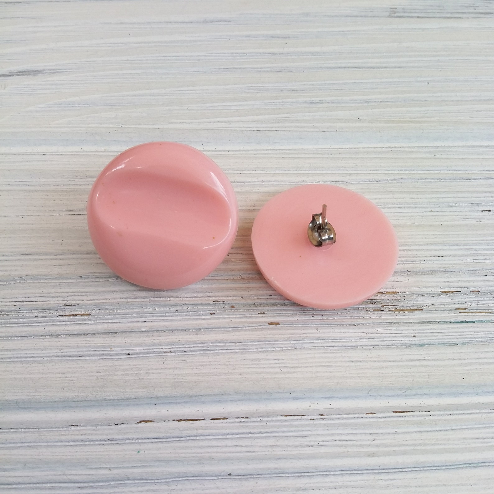 Vintage 80s Preppy earrings Pastel stud earrings Pink Yellow Etsy