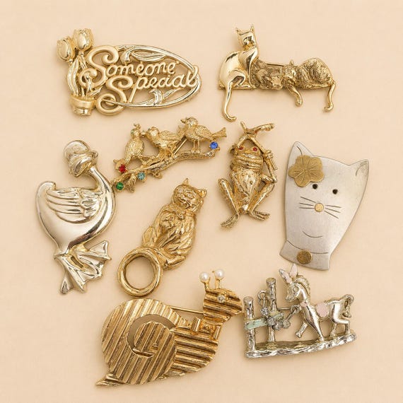 Cute animal vintage brooches Novelty pins Pick your own