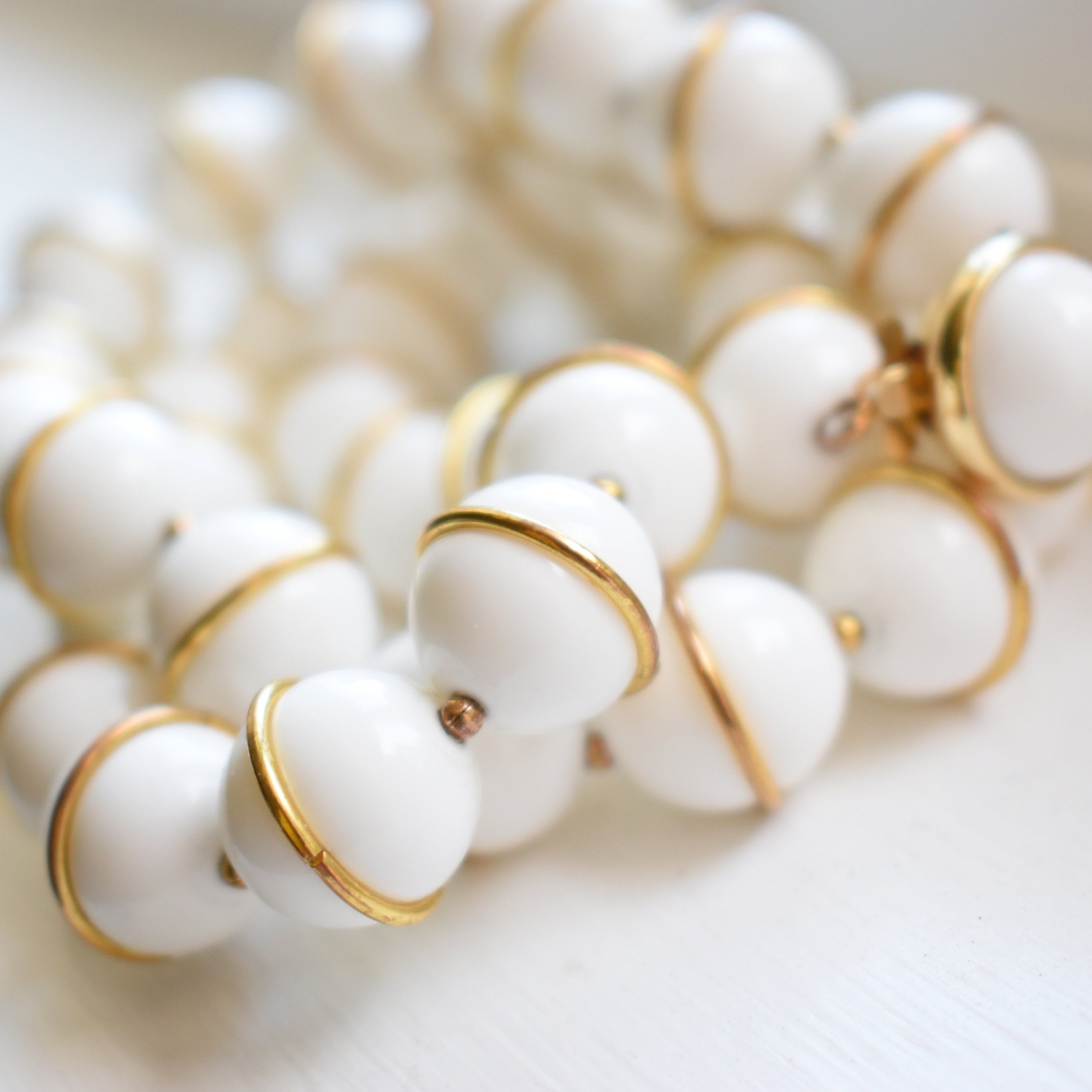 Vintage Trifari white bead necklace 24 inches long white gold Etsy