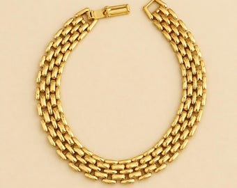 Gold Tire Track bracelet 1990s Panther link Quite Luxury jewelry Classic Elegatnt Everyday wear