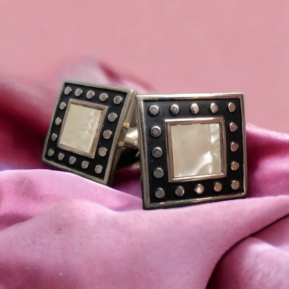 Vintage SWANK Cufflinks Square with mother of pear