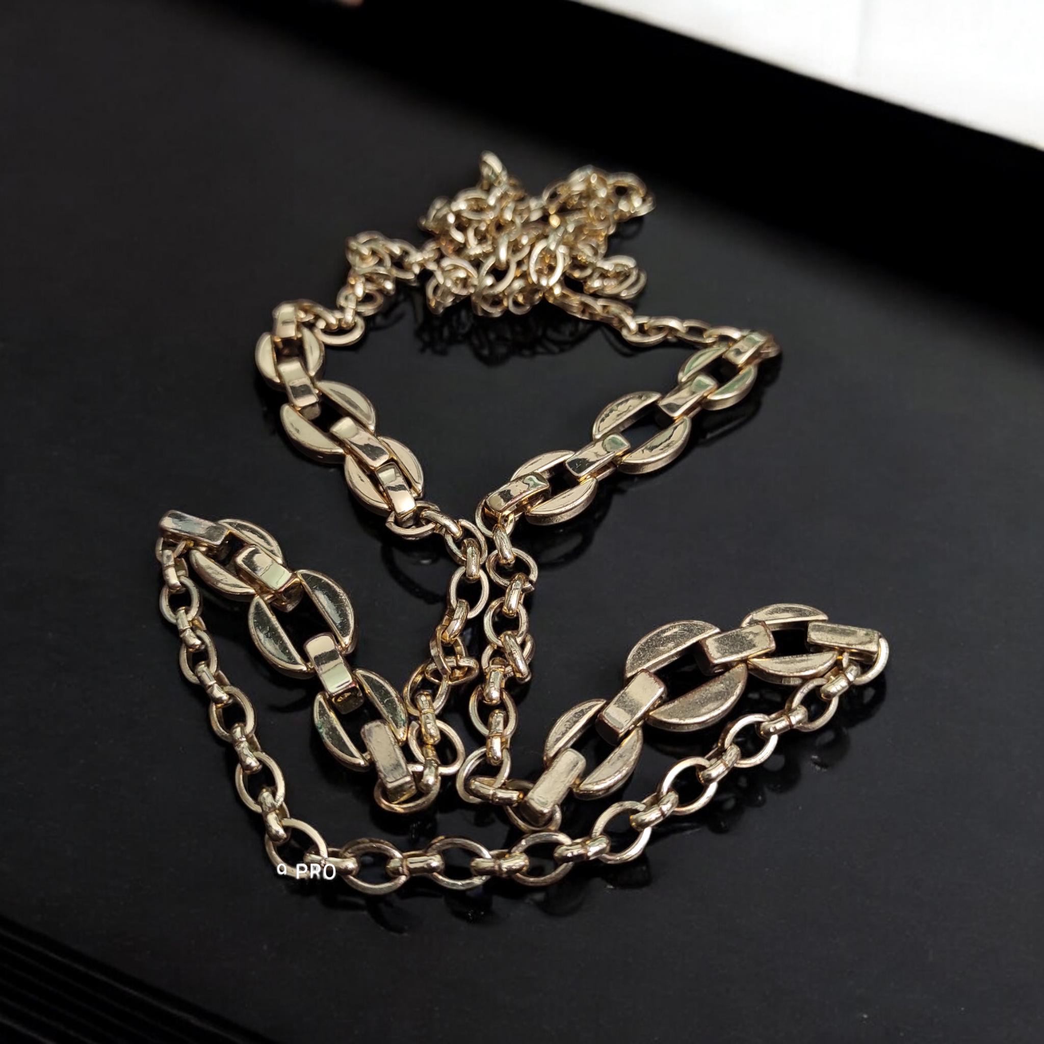 Anne Klein Gold Tone Chain Belt Necklace: Extra Long 80s 