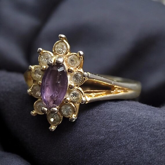 90s style ring Adjustable Rhinestone crystals fau… - image 8