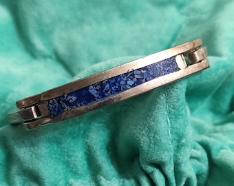 Vintage Baby bracelet Blue chip stones inlay bangle for child  Vintage kids bracelet, Mexican silver hinged bracelet