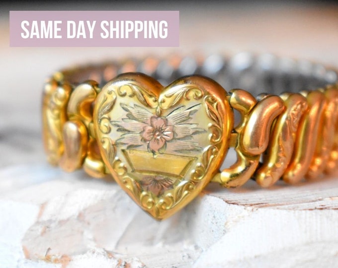 Vintage American Queen Sweetheart Bracelet Yellow Rose Gold Etsy