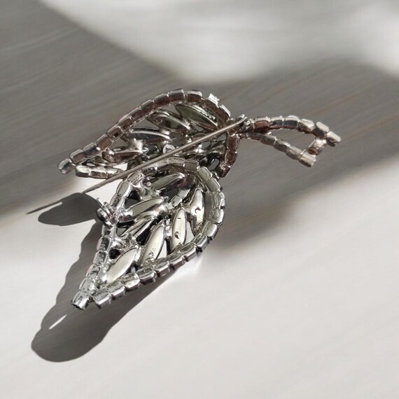 Christmas pin for nana Extra large Double leaf Rh… - image 5