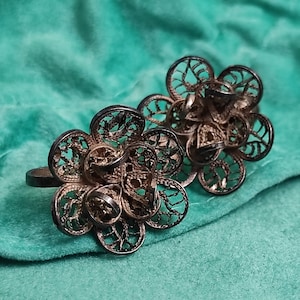 old screw back clip on earrings Sterling Filigree open work flower earring Earlobe floral earrings