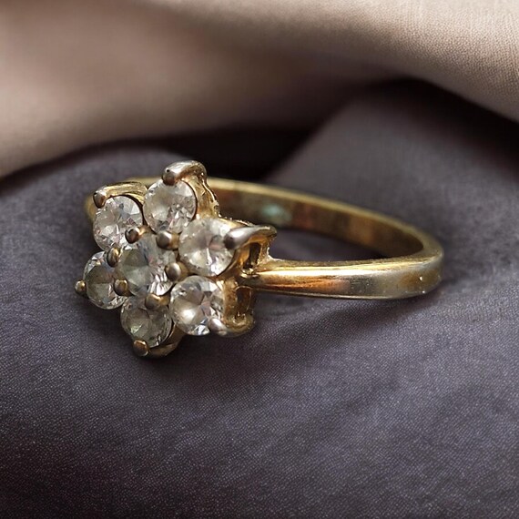 90s style ring Adjustable Rhinestone crystals fau… - image 9