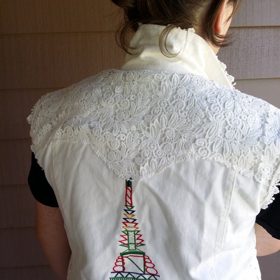 Paris vintage embroidered vest for women  Sleeves… - image 5