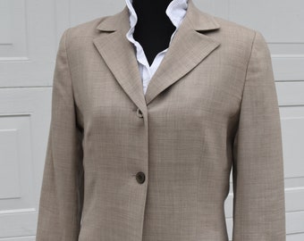 Vintage light weight wool coat Long beige cardigan Button up knee high jacket KASPER A.S.L. size 6