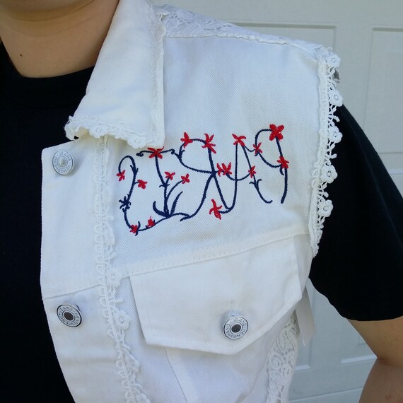 Paris vintage embroidered vest for women  Sleeves… - image 6