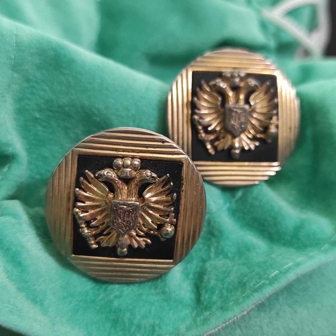 Mens Vintage Swank Cufflinks Eagle Head Cuff Links Heraldic Mid Century