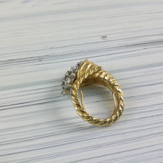 Vintage ring with crystals Ocean waves ring Gold … - image 5