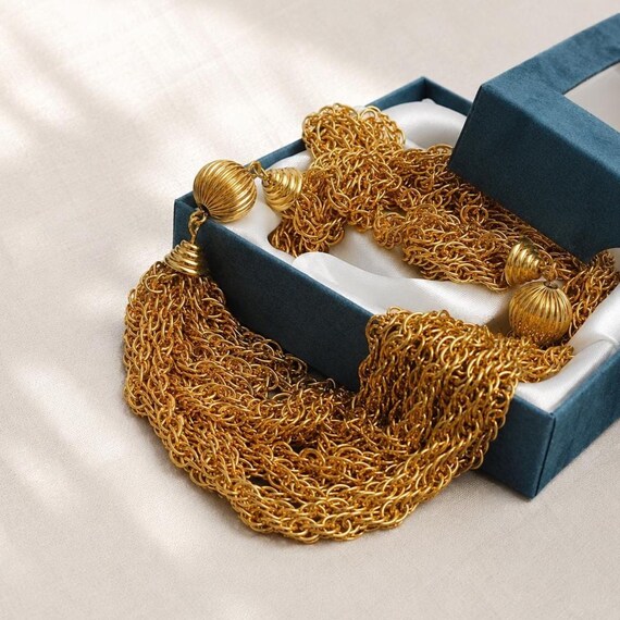 24 inch multichain necklace Light weight Bright Gold View 2