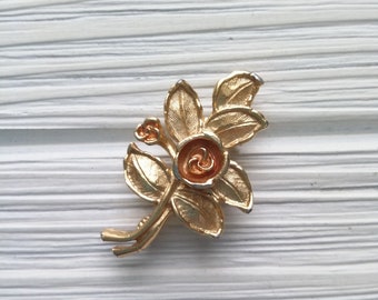 Tiny gold rose Pendant Brooch Pin  Avon signed Mothers day gift