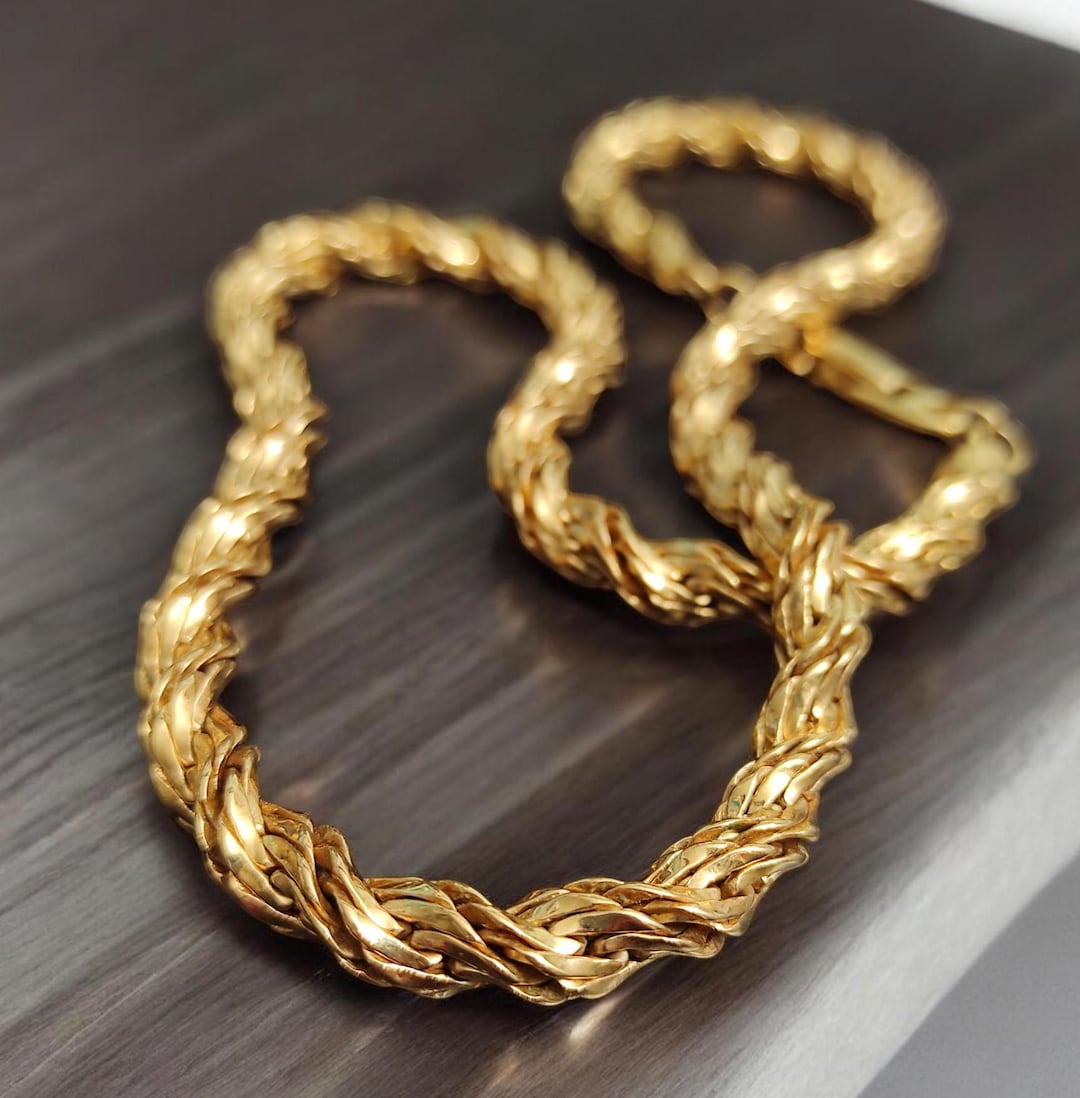90s Rope Chain 18 Inches Vintage 90s Napier Heavy Gold Chain Necklace Thick Twisted ...