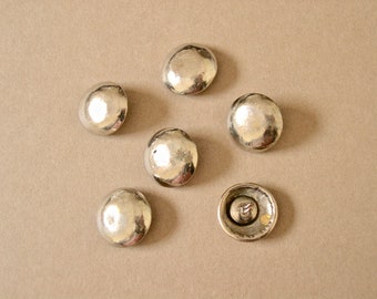 Antique metal buttons, 19th century, set of six, hand molded, soldered shank, 3/4" diameter.