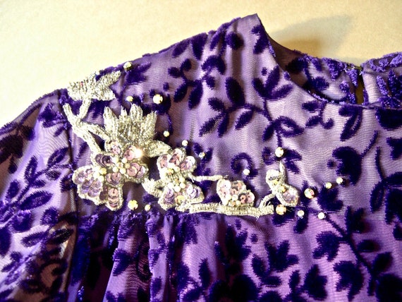 Vintage 1940's replica evening gown, purple velve… - image 5