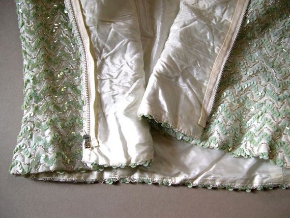 Vintage sequined shell/top, 1960s, pale green seq… - image 5