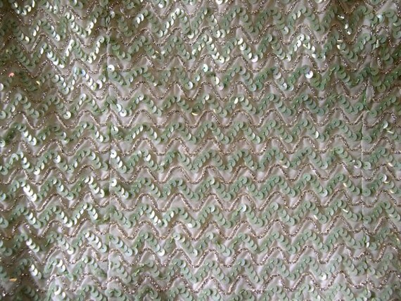 Vintage sequined shell/top, 1960s, pale green seq… - image 3