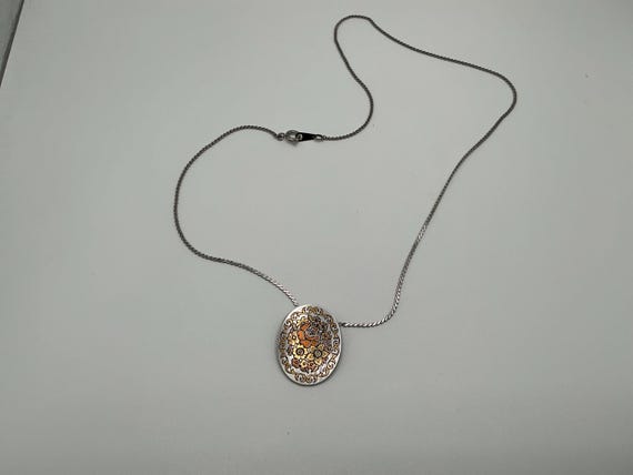 Vintage Reed and Barton Damascene Pendant Necklace View 3