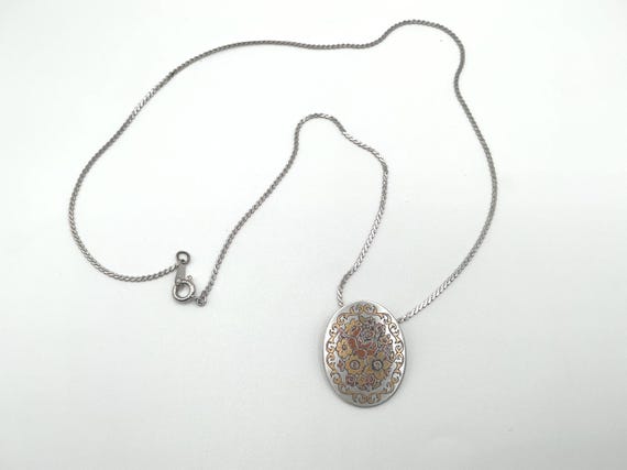 Vintage Reed and Barton Damascene Pendant Necklace