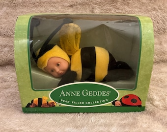 2005 Anne Geddes Bean Filled Collection Sleeping Baby Bumble Bee doll