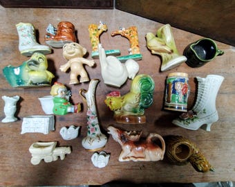 Lot - 21 vintage ceramic planters vases - great for succulents
