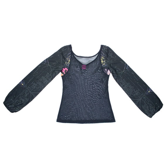 save the queen mesh with puff sleeve blouse