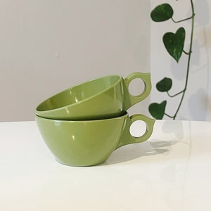 Set of Avocado Green Melamine Teacups/Mugs