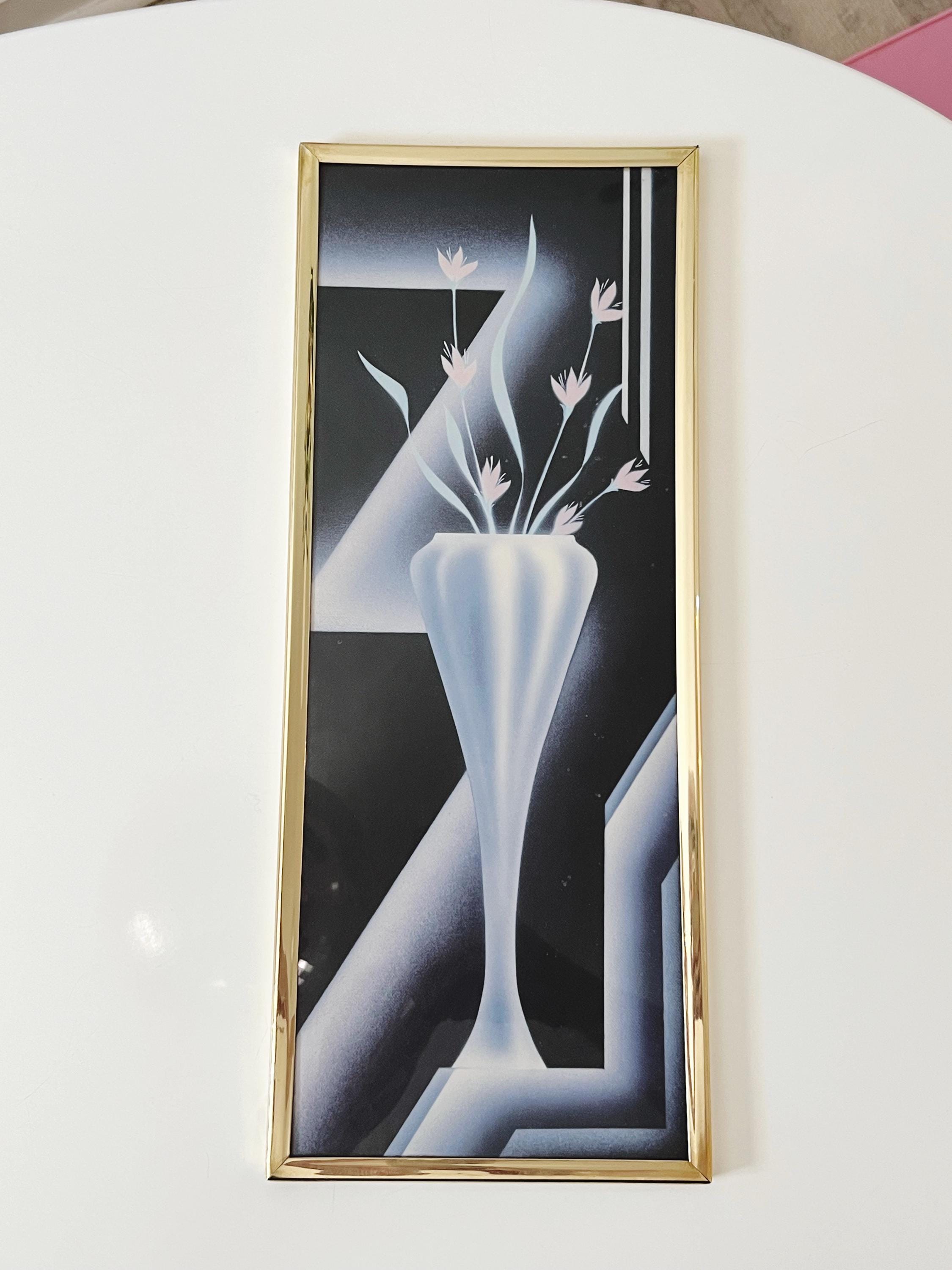 Vintage 1980's Framed Art Work Eighties Floral Art - Etsy