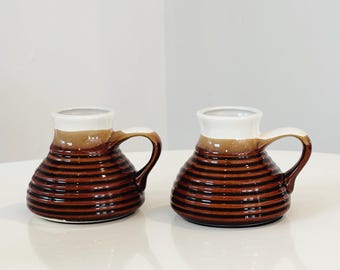Pair of Vintage Neutral Colored  No Spill Mugs Set of Two