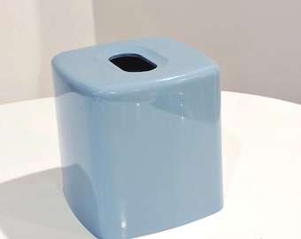 Vintage Dusty Blue  Tissue Box Cover 1980’s Art Deco Revival