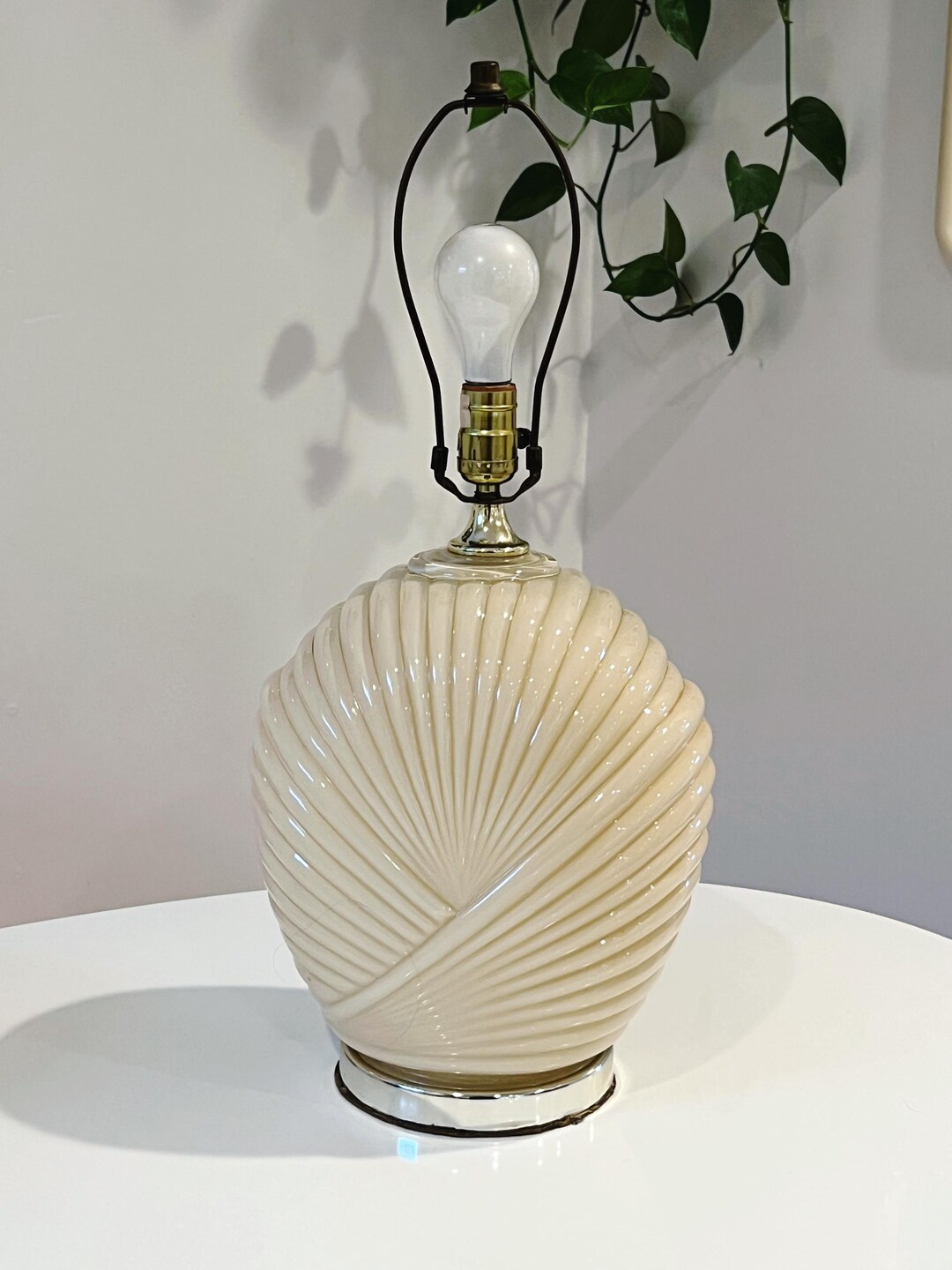 1980’s Art Deco Draped Cream Colored Lamp - Etsy
