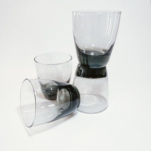 Set of Four Libbey Gray Smoked Rocks Glasses / Tumblers