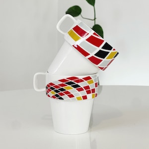 Set of Two 1980’s  Memphis Style Post Modern Coffee Mugs
