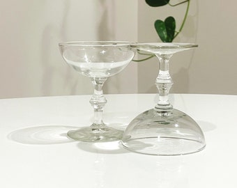 Set of Two Libbey Georgian Clear Glass Coupes
